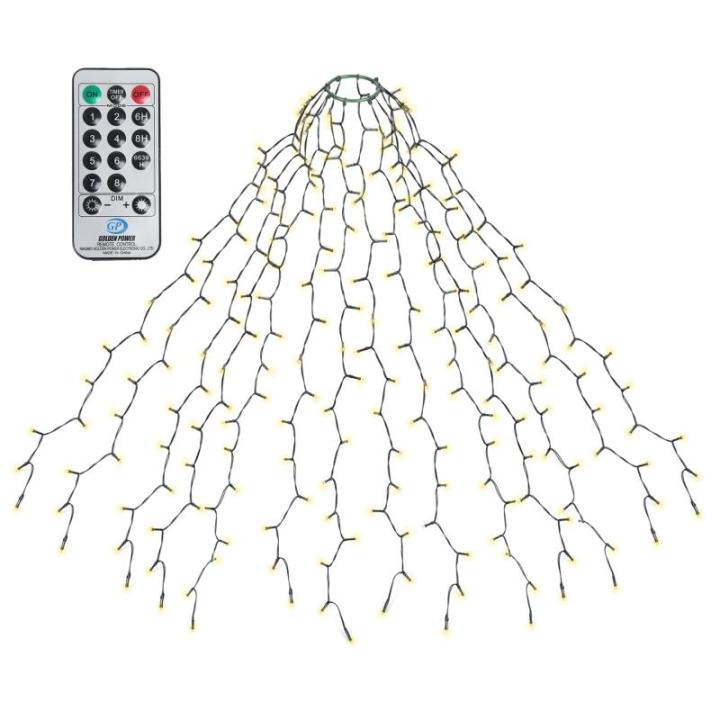 3 m kerstboomverlichting met ring en 14 slingers, 490 led-wartelaars, lichtketting met afstandsbediening, waterdichte lichtketting voor kerstboom van 210 cm tot 350 cm dennenboom, 