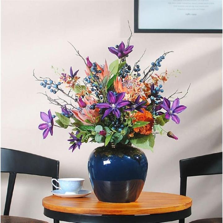 Kunstblumen Künstliche Blumen mit Keramikvase, Kunstseide-Rosen-Fake-Pflanzen in Töpfen für Hausgarten-Terrassendekoration, Mehrfarbig für jeden Anlass