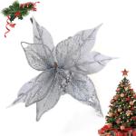 3 Pcs Silber Ornamente Für Weihnachtsbaum, Weihnachten Weihnachtsstern Künstliche Blumen Dekorationen, für Weiß Silber Weihnachtsbaum Wreaths Floral Geschenk Winter Hochzeit Ur