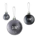 grijze kerstbalornamenten voor kerstversiering - 36 stuks kerstboom onbreekbare ornamenten met ophanglus voor vakantie- en feestdecoratie (combo van 6 stijlen in 3 maten)