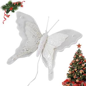 3 Pcs Silber Ornamente Für Weihnachtsbaum, Weihnachten Weihnachtsstern Künstliche Blumen Dekorationen, für Weiß Silber Weihnachtsbaum Wreaths Floral Geschenk Winter Hochzeit Ur