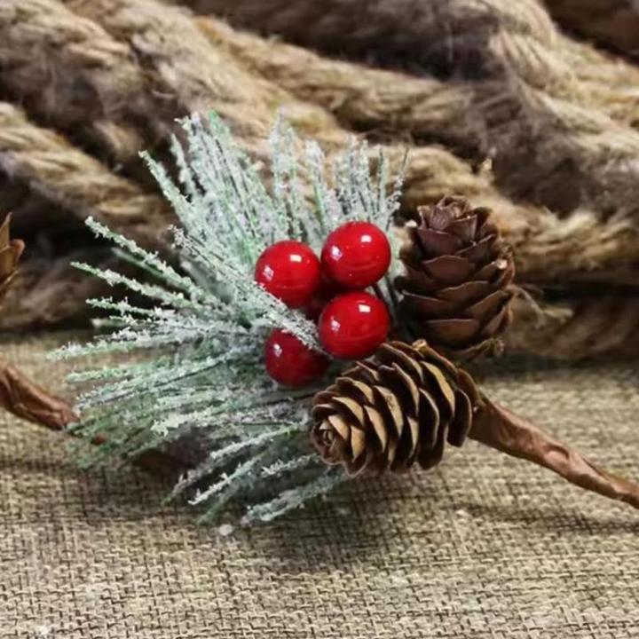Künstliche Tannenzapfen für Weihnachten, Tannenzapfen, immergrüne Weihnachtsdekoration, Weihnachtsblumen-Plektren für Hochzeit, Party, DIY, Weihnachtsbaumdekoration (Form A)