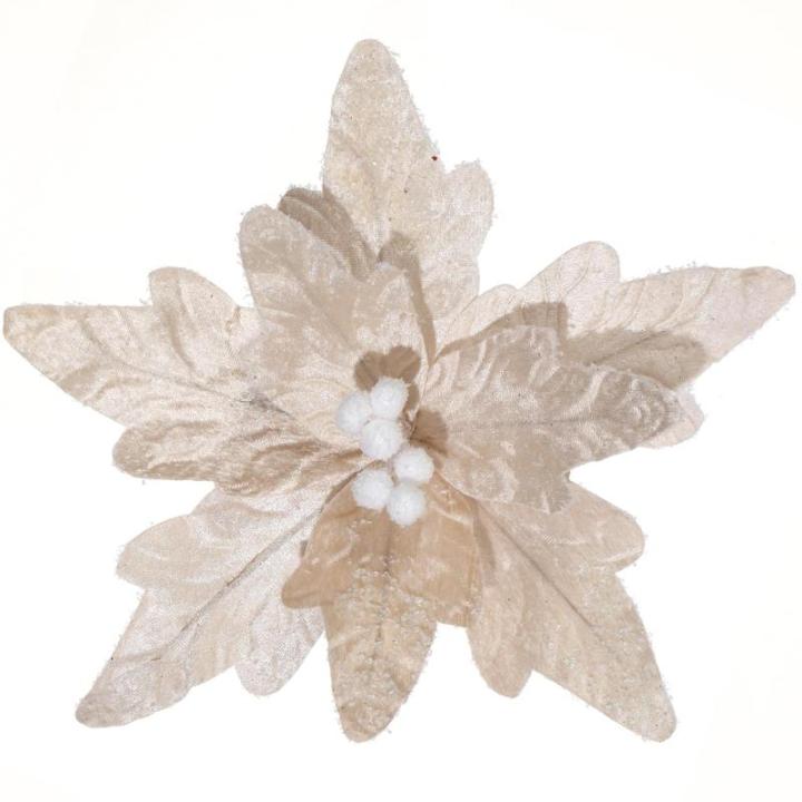 Große Weihnachtsblumen, 30cm, 6 Stück, künstliche Weihnachts Blumen Samt, Weihnachtsbaum Blumen Ornamente, gefaltet, für Weihnachtsdekoration, Neujahr,Hochzeit ﻿ (Champagner)