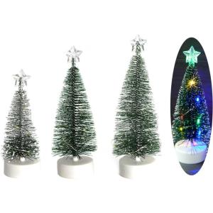 Weihnachtsbaum Klein mit Beleuchtung 3PCS Tisch Mini Weihnachtsbaum Geschmückt mit LED Lichterkette Tabletop Kleiner Weihnachtsbaum Mini Tannenbaum Künstlich Klein Weihnachtsdeko
