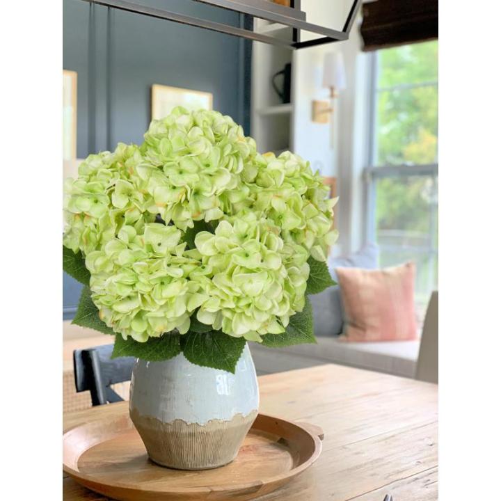 Grote hortensia, kunstbloemen, lichtgroen, realistische hortensia, boeket, kunstbloemen, zijde, hydrangea, bloemstukken, echte touch, kunsthortensia voor bruiloft, kantoor, café, 