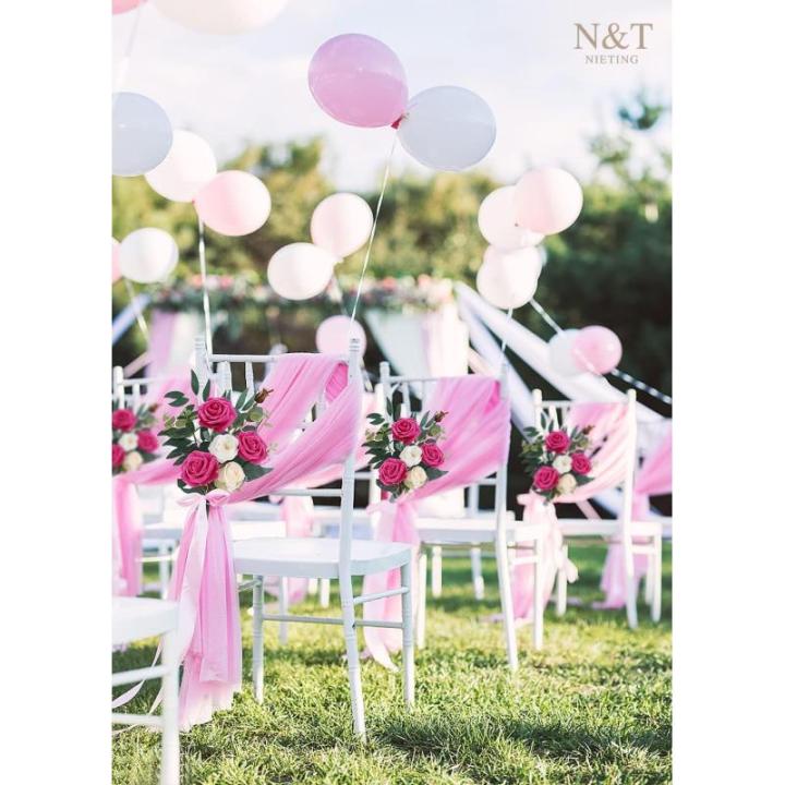 Kunstbloemen, hete roze kunstrozen, 50 stuks kunstbloemen met steel, voor doe-het-zelf bruiloft, boeketten, middenstukken, bruid, babyshower, feest, thuis, douche, arrangement, dec
