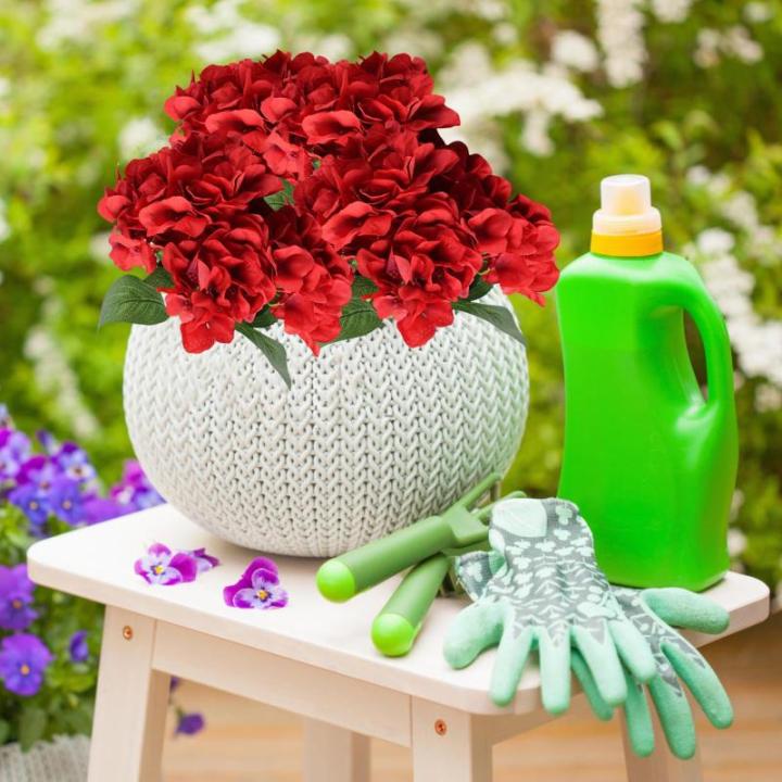 Decoratieve kunstbloemen, kunstbloemen, hortensia, pioenroos, boeket, plastic bloem voor bruiloft, balkon, tuin, bloembak, feest, tafeldecoratie 1114