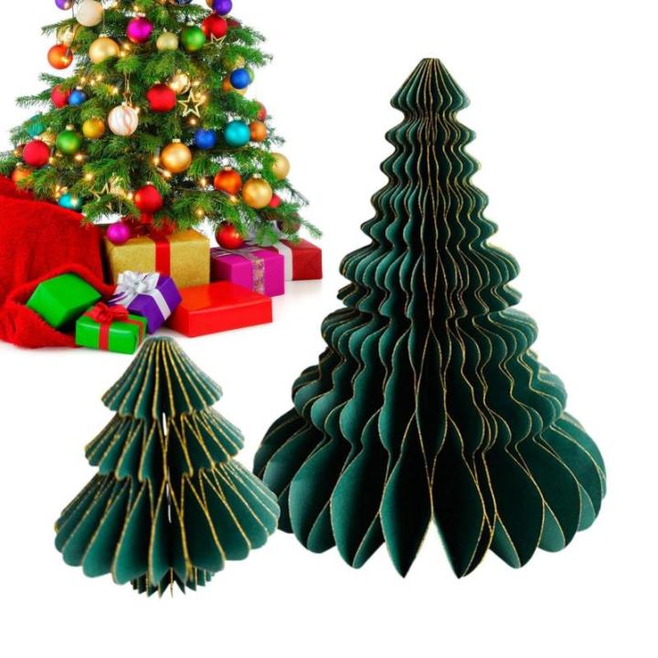 Kerstboom van papier, kerstboom van papier knutselen, model-kerstboomdecoratie van papier, meerlaagse split, kerstversiering voor tafeldecoratie