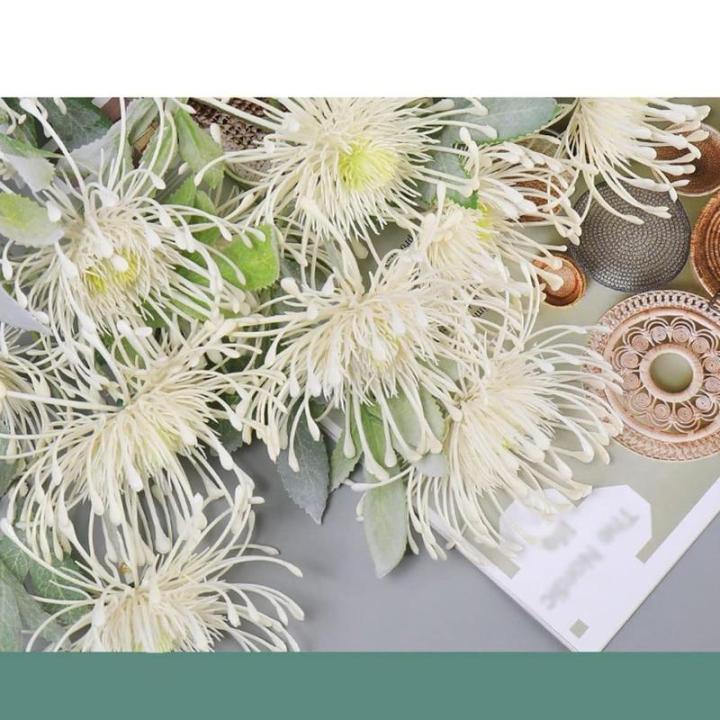 Kunstblumen Künstlicher Nadelkissenstrauß für den Innenbereich – Simulationsblumen aus Kunststoff mit Glasvase für Wohn- und Schlafzimmerdekoration für jeden Anlass