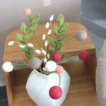 Gry & SIF Kunstbladtakken, flexibele steel, decoratieve tak van vilt, kunstplant, boeket binden, bruiloften, doe-het-zelfprojecten, handgemaakt, Fairtrade I 30 cm, 3 x groen