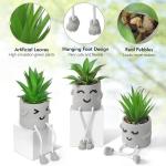 3 stuks kunstmatige vetplanten, echte planten met potten, emotioneel cement, potplant met hangende poten, decoratie, planten voor badkamer, tafeldecoratie, woonkamerdecoratie, vens