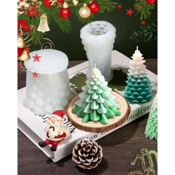3 stuks kerstkaars mal siliconen, kerstboom kaars mal, DIY siliconen mal, kaars siliconen voor DIY geurkaars, kaars voor het gieten van kerstboom, kaars voor kerstdecoratie