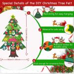 Vilten kerstboom, 10 m, doe-het-zelf vilten kerstboomset voor kinderen, kerstdecoratie, hangende decoratie met afneembare hangende ornamenten, vilten kerstboom voor thuis/deur/muur