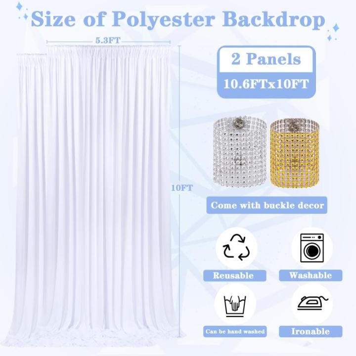 Weißer Polyester-Hintergrund: faltenfreier Party-Hintergrund, Vorhang, 3,2 x 3 m, Hochzeits-Stoffhintergrund für Geburtstag, Abschlussball, Verlobung, Motto-Party, Party-Hintergr