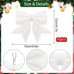10 stuks witte strikken kerstmis glitter kerstboom strikken kerstboomversiering voor familiefeesten feestdecoratie voor Kerstmis vakantie bruiloft feesten