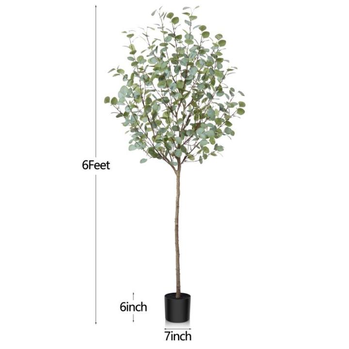 Eucalyptus Kunstplant, 180 cm, eucalyptus, decoratie voor binnen en buiten, moderne decoratie, , plastic planten in pot, voor thuis, slaapkamer, kantoor, tuin (2 stuks)