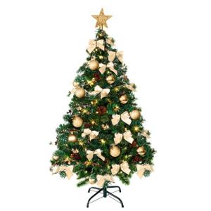 Kunstkerstboom (WBD) met kerstdecoratie en led-lichtketting met afstandsbediening, kerstboom versierd met verlichting, kunstkerstboom