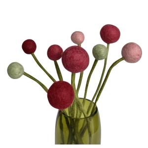 9 vilten bloemen, bloemen van vilt, boeket, bloemenboeket, cadeau, handgemaakt (wijnrood)