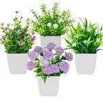 4 stuks mini met pot kleine nepplanten met bloemen voor thuis kantoor tafel kamer badkamer decor binnen