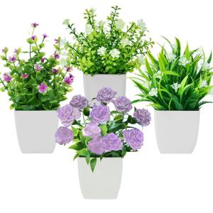 4 stuks mini met pot kleine nepplanten met bloemen voor thuis kantoor tafel kamer badkamer decor binnen