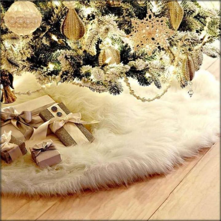 Christmas Tree Skirt Weihnachtsbaumrock, Weihnachtsbaum-Szene, Dekoration, Baumrock, Weißer Pelz-Weihnachtsbaumrock Im Meeresstil Decke Weihnachtsbaum
