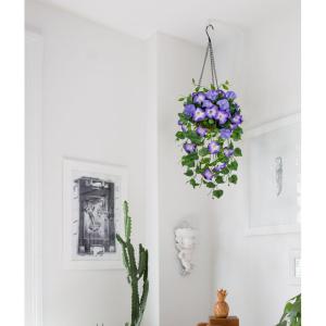 Kunstbloemen als echte ochtendglory hangende planten kunstbloemen met hanglamp, hoogte 70 cm, kamerplant, struik, decoratieve plant, groene plant