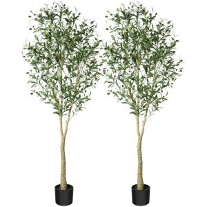 Kunstmatige olijfboomplanten, 180 cm, nep tropische plastic plant, perfecte grote planten in pot, voor binnen en buiten, huis, kantoor, tuin, moderne decoratie, housewarming cadeau