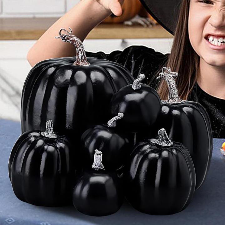 Herbstkürbisse, 7 Stück Künstliche Kürbisse, Schaumstoff, Herbstkürbis für Ernte, Herbs_t, Tisch, Zuhause, Garten, Erntedankfest, Halloween, Party-Dekoration