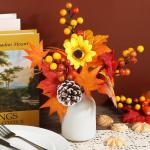 6 stuks kunstherfstbloemen herfstbladeren pompoen kunstdennenappels herfst binnen buiten boeket herfstdecoratie voor herfst oogst Thanksgiving Halloween