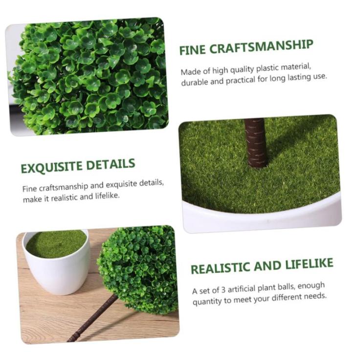 3st Topfpflanze Miniatur-puppenstubenbäume Künstliche Sträucher Und Formschnitte Eingetopfte Gefälschte Pflanze Zimmerpflanze Topfkugeln Bonsai Ball Buchsbaum Pflanze Green Pla
