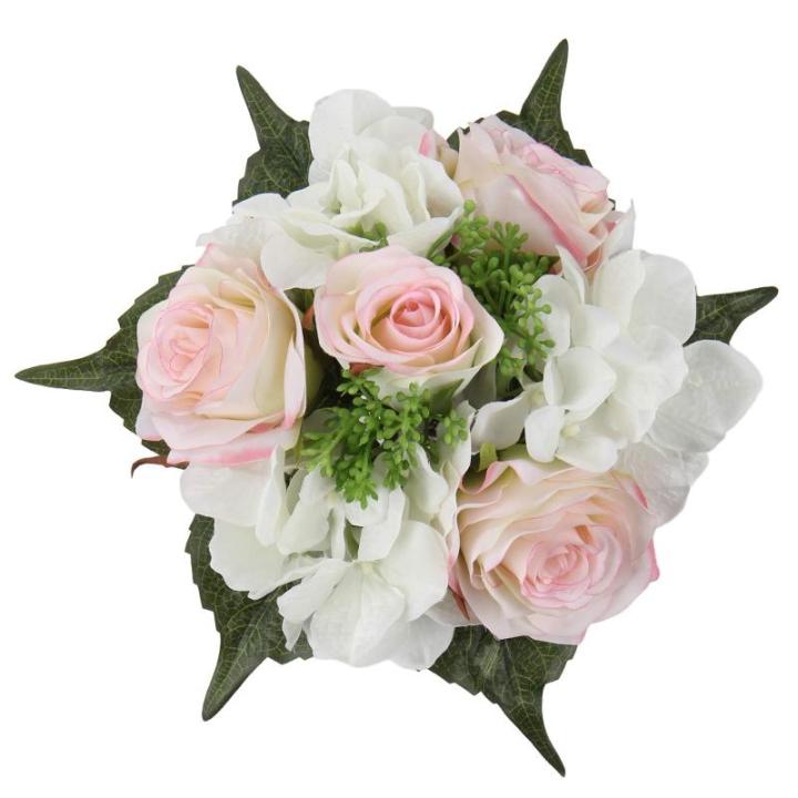 Kunstbloemen kunstboeket kunstplant bloemstukken set van 2 hortensia rozenboeket hoogte 30 cm decoratieve plant voor arrangementen feestdag tafel of bruiloft