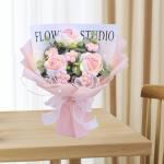 Gehäkelter Blumenstrauß mit Licht, Fertig Gestrickter Strauß, Kunstblume, Handgemachter Strickstrauß Zum Valentinstag, Rosa