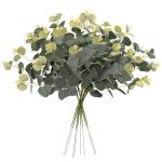 Kunsteucalyptus-stammen, 8 stuks, eucalyptus bladplanten, groene eucalyptus-stammen, bladeren, boeketten voor bloemen, slinger, krans, bruiloft, thuis, tafel, indoor, outdoor decor