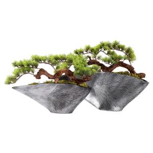 Künstlicher Bonsai-Baum Künstlicher Bonsai-Baum, Kunsttopfpflanze, Tischaufsteller, Kunstbonsai, japanische Kiefer, Bonsai-Kunstpflanzen mit Harzschalen-Pflanzgefäß for Heimdek
