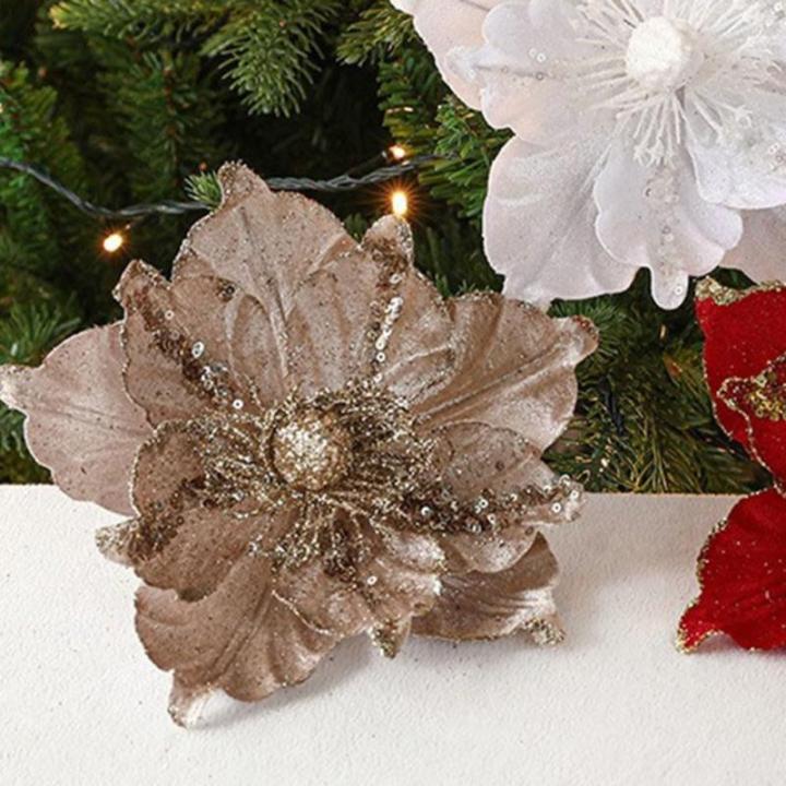 Glitzernder Weihnachtsstern, Weihnachtsbaumschmuck, hängende Dekoration für Weihnachtsbaum, Hochzeit, Party, Kranz, Dekoration (Champagner)