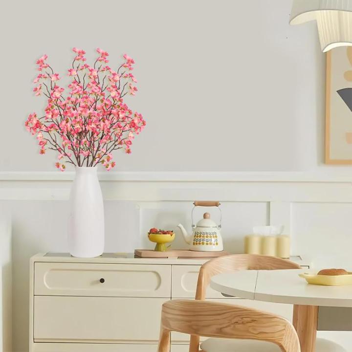 4 stuks kunstkersenbloesem, takken, roze perzikbloemen, 100 cm, kunstbloemen, bulk, lente, zijden bloemen, planten, bundel, lange stelen voor bruiloft, feest, tafel, vaas, decorati