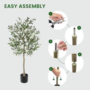 Olijfboom, kunstplant, 120 cm, grote kunstolijfboom, kunstboom, ziet eruit als echt voor woonkamer, slaapkamer, kantoor, decoratie