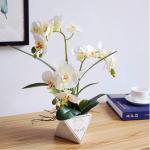 Kunstblumen Künstliche Blumen, 3 Zweige Orchideen im Topf, lebensechte künstliche Schmetterlingsblumen mit Keramikvase, Heimbüro-Dekoration für jeden Anlass