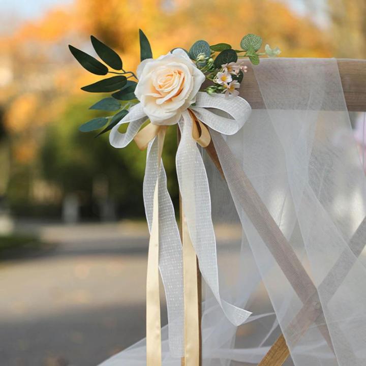 Künstliche Stuhllehne, Blumenarrangement, mehrfarbig, für den Außenbereich, Hochzeit, Stuhl, Dekoration, Hochzeitsdekoration