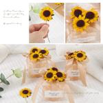100 stuks kunstzonnebloemen, 3,5 cm, met 90 stickers, decoratieve bloemen, klein met metaaldraad, met steel, feest, bruiloft, doe-het-zelf, plakboek, kaarten, decoratie
