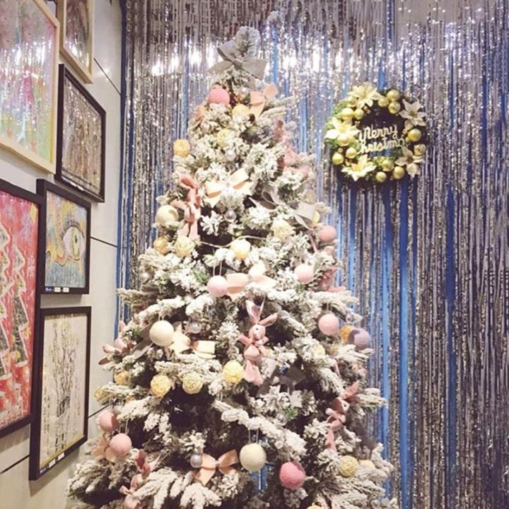 Weihnachtsbaum, Weihnachtsbäume, Ausverkauf, künstlicher, Flauschiger Weihnachtsschmuck aus Flock mit Ständer aus Metallkiefer (Farbe: Kiefer, Größe: 7 Fuß/210 cm) (Kiefer 9 