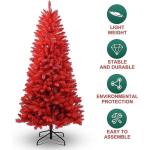 1,5 m roter PVC Künstlicher Weihnachts-Bleistiftbaum, mit 624 Zweigspitzen und Metallklappbarem Ständer, geeignet für Zimmer, Büro, Partydekoration