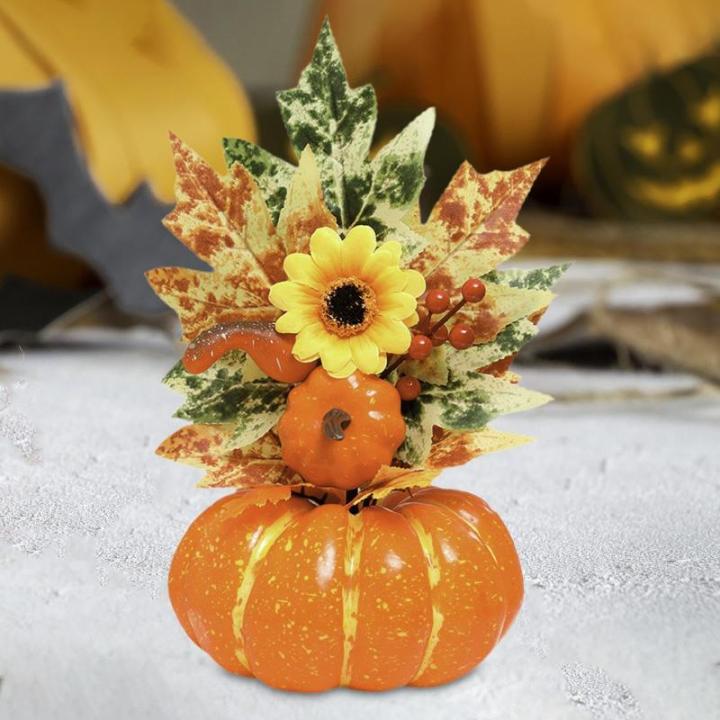Halloween-Kürbisse, Ahornblätter, Ornament, Herbsternte, Dekor, neuartiges dekoratives Handwerk, Esstisch-Mittelstück für Geschäft und Büro, Style E