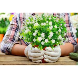 Kunstbloemen voor buiten, uv-bestendig, , bloemen in grote hoeveelheden voor het ophangen van plantenbakken, buiten, veranda, vaas, thuis, raamdecoratie, 6 bundels, wit