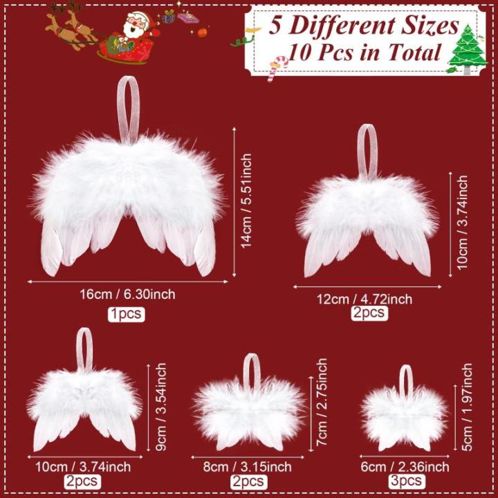 10 stuks kerstengelenvleugels, witte kerstboomversiering, kerstversiering, witte engelenvleugels, kerstversiering voor kerstfeest, decoratie, doe-het-zelf handwerk