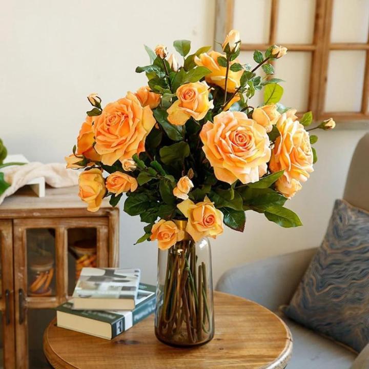 Kunstblumen Künstliches Rosenblumen-Set – lebensechte Kunstblumen in eleganten Vasen für Wohnzimmer-, Hochzeits- und Bürodekoration für jeden Anlass