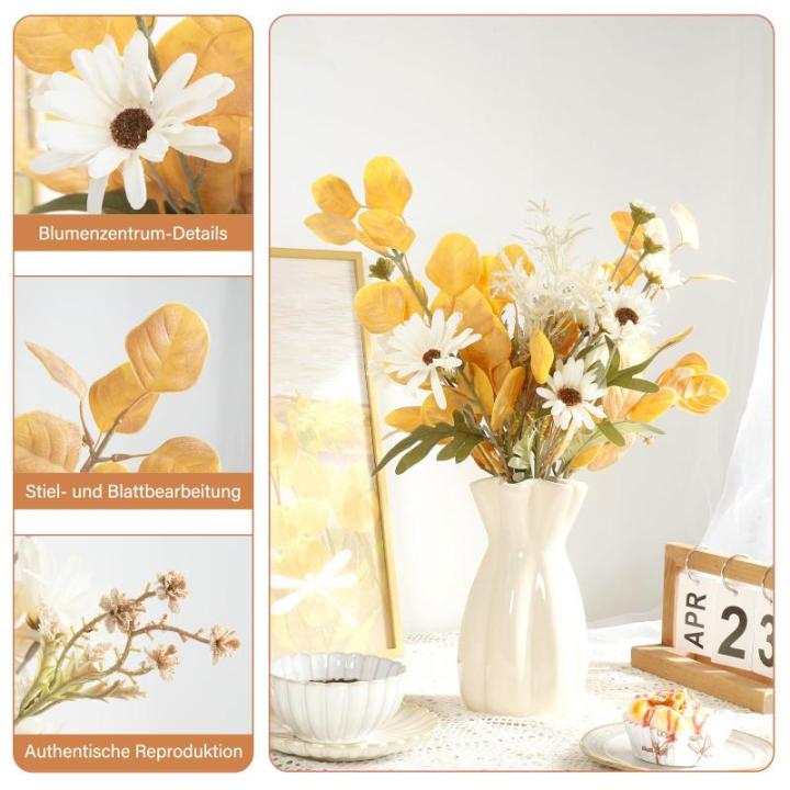 Groot boeket als echt met stelen zijden bloemen, appelbladeren, chrysant bloemstukken, kernstuk, bruiloft, boeket voor doe-het-zelf thuis, bruiloft, feest, festival, decoratie