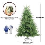 Fichten Weihnachtsbaum mit Licht, Künstlicher Weihnachtsbaum mit Metallständer und Aufklappbaren Zweigen, Erstklassige Weihnachtsdekoration(210cm/7ft)