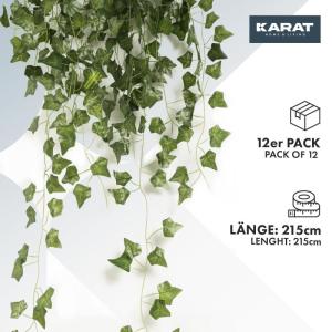Ivy Kunstplant - 12 stuks klimopslinger in set incl. kabelbinders - lengte elk 2,15 m - kunstplant decoratie voor muur, balkon en tuin