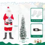 120 cm potlood, kerstboom met sneeuw, leds in warm wit en kleurrijk, 11 lichtmodi, timer, kunstkerstboom met verlichting en metalen standaard, kerstboom voor Kerstmis, wit